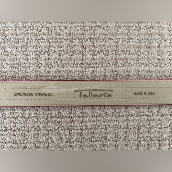 VTG Talbots Belt Womens Medium Leather USA Navy Red Polished Brass. 1.25” wide - Picture 5 of 10